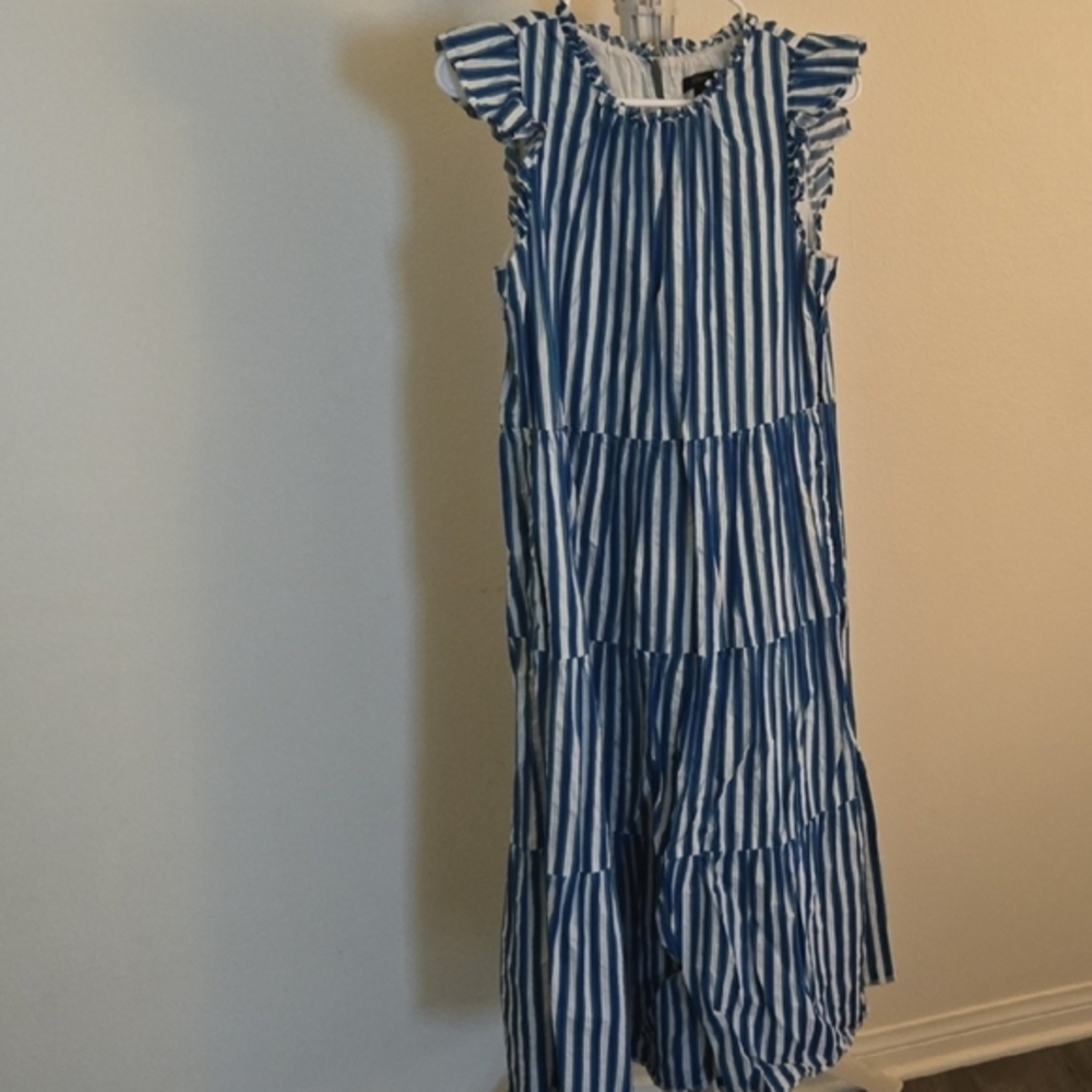 J. Crew Blue and White Striped Maxi Dress